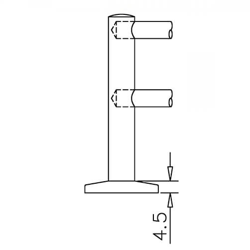 Double End Post Bracket - 6mm Bar Railing - Profile