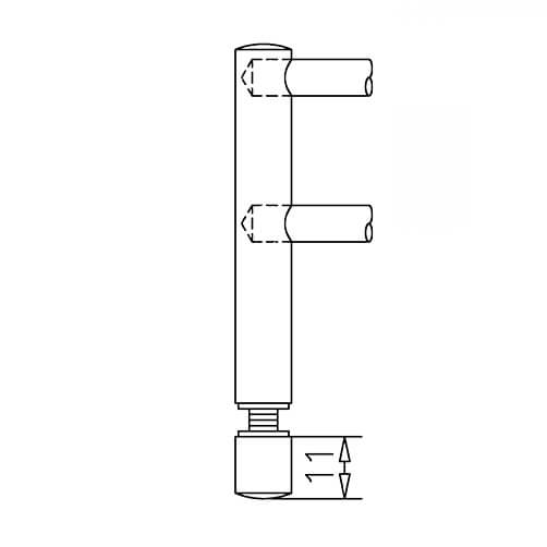 End Post - Glass Mount - 6mm Bar Railing - Profile