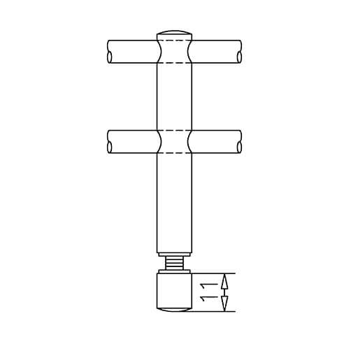 Mid Post - Glass Mount - 6mm Bar Railing - Profile