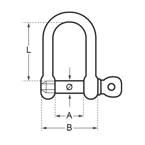 D Shackle with Screw Pin - Diagram