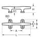 Hollow Base Cleat Main - 4 Hole - Diagram
