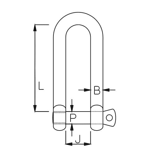 Stainless Steel Long D Shackle with Shake Proof Pin Diagram