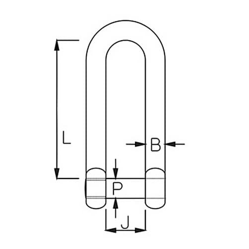 Stainless Steel Long D Shackle with Socket Head Pin Diagram
