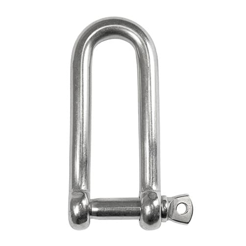 Long D Shackle with Screw Pin - Stainless Steel