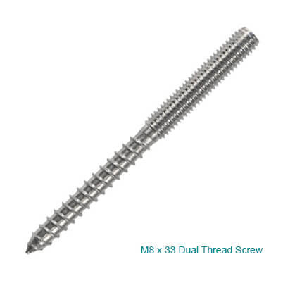 M8 x 33 Dual Thread Screw - Stainless Steel