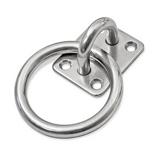 A4 STAINLESS STEEL PAD EYE WITH SWIVEL SQUARE BOAT PLATE STAPLE RING HOOK 