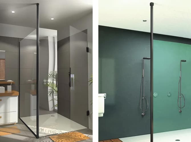 Shower Glass Partition Walls with Anthracite Black Posts