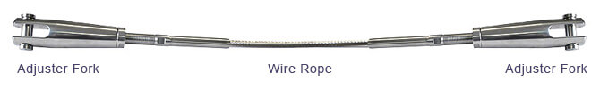 Architectural Adjuster Fork Wire Rope Assembly
