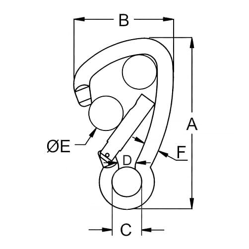 Asymmetric Carabiner - Dimensions