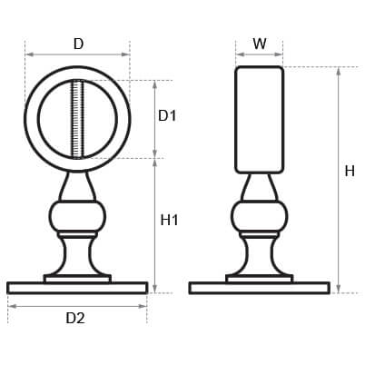 Handrail Bracket - Brass - Dimensions
