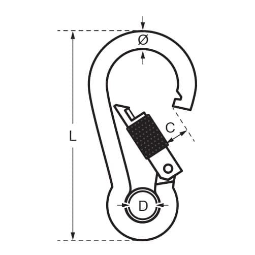 Carabiner Screw Lock with Eye Diagram