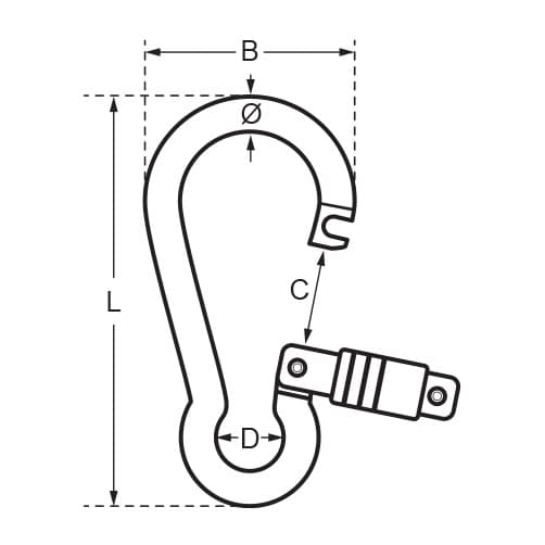 Carabiner with Self Lock Nut - Diagram