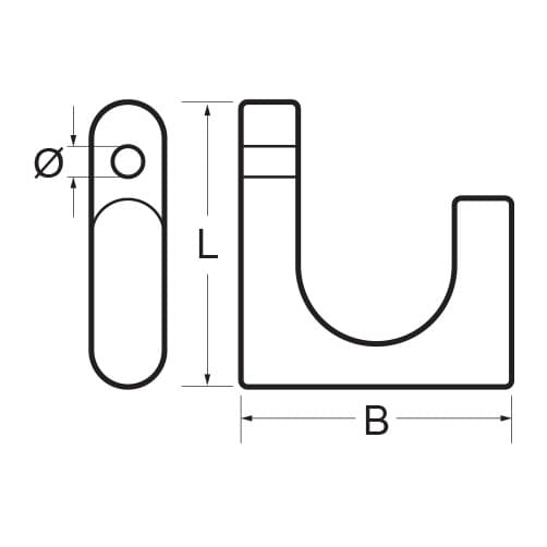 Square Coat Hook - Dimensions