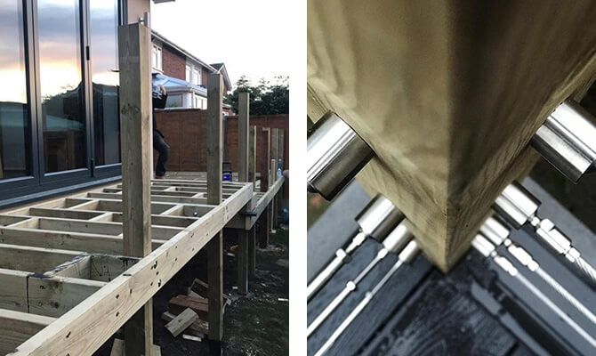 Raised Decking Balcony - Stainless Steel Wire Balustrade and Handrail