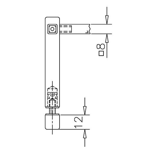 Corner  Post - Glass Mount - 8mm Mini Rail - Profile