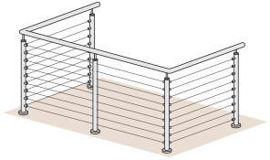Wire Balustrade - 2 + 4 + 2 Metre
