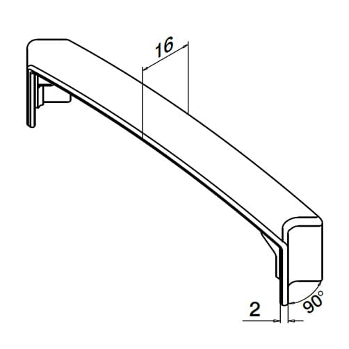 Handrail Cover Cap - Dimensions - Easy Alu Balustrade