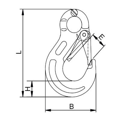Eye Sling Hook with Latch - Dimensions