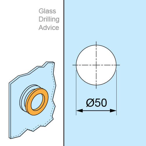 Chrome Circular Door Grip - Glass Drilling