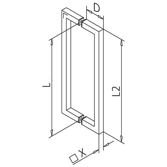 Square Profile Door Handle - Dimensions