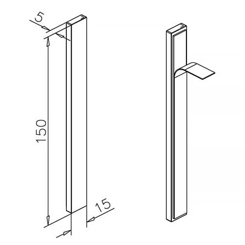 Glass Door Handle/Grip - Dimensions