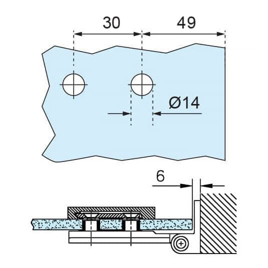 Wall to Glass Fixing Long Hinge - Dimensions2