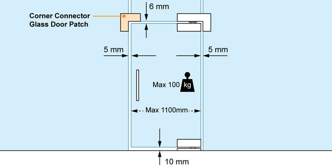 Glass Door Patch - Corner Position