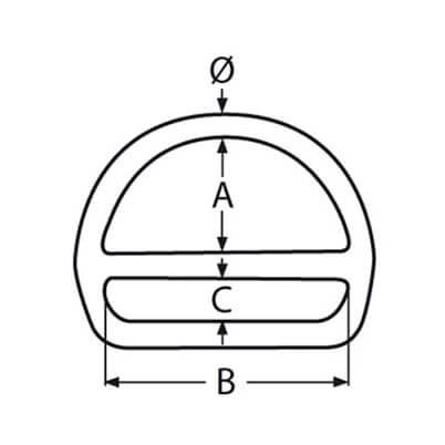 Stainless Steel D Ring with Cross Bar Diagram
