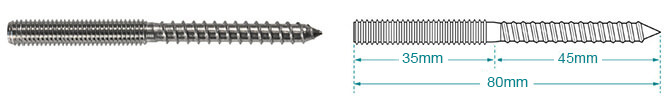 Dual thread screw with hex head