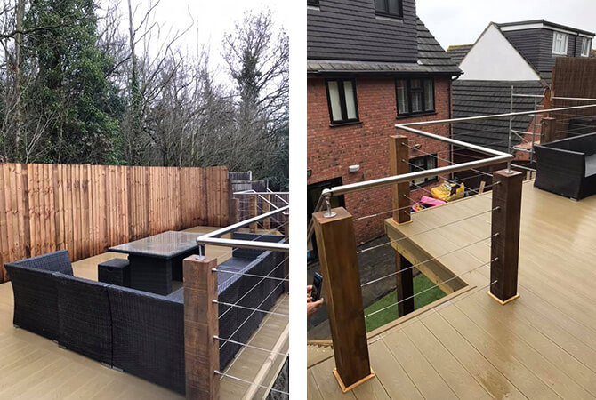 Stainless Steel Wire Balustrade Timber Mounted