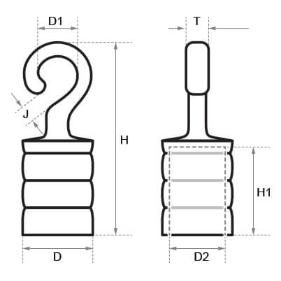 End Hook - Brass - Dimensions