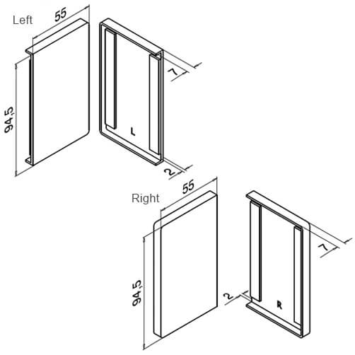 Fascia End Plate - Dimensions - Easy Glass Up