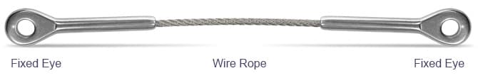 Fixed Eye to Eye Wire Rope Assembly - 316 Stainless Steel