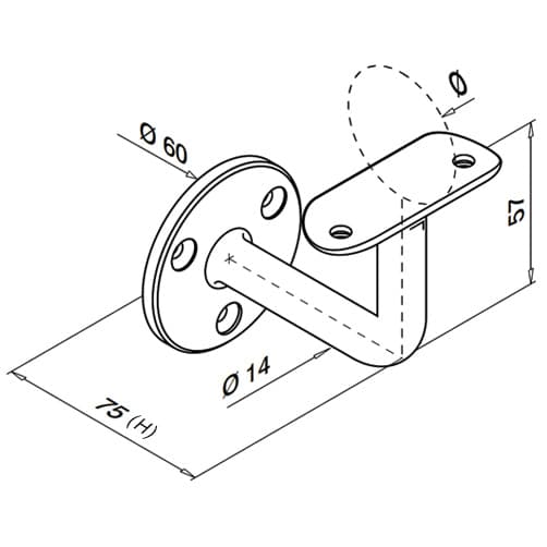 Flat Disc To Tube Handrail Bracket Dimensions