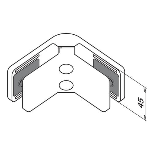 Square Glass Clamp - 90 Degree Angle - Profile