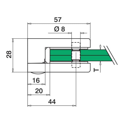 Glass Clamp - Model 42 - Dimensions