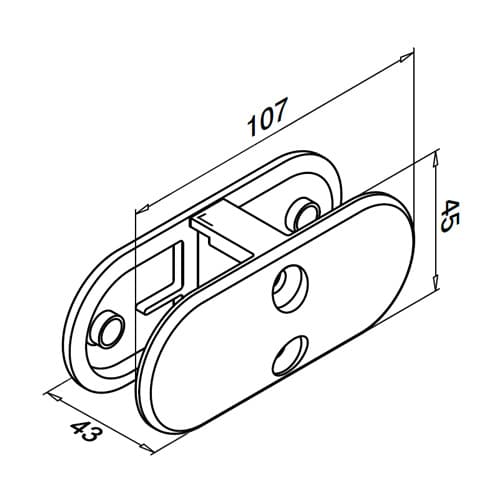 In-Line Glass Clamp - Dimensions