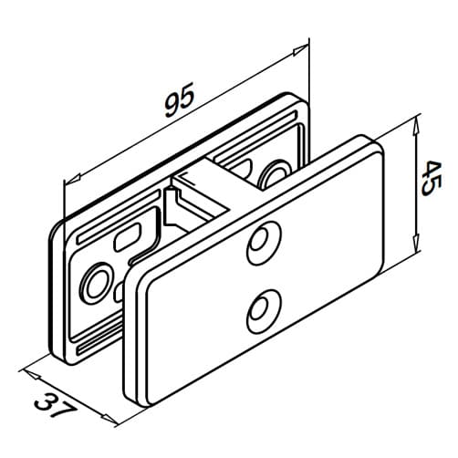 Square Glass Clamp - In-Line Connector - Profile