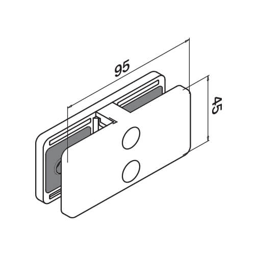 Square Glass Clamp - In-Line Connector - Profile