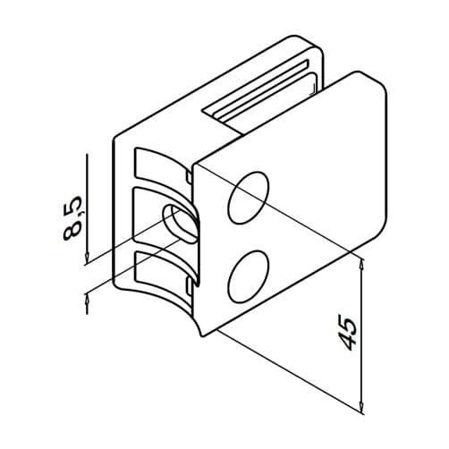 Glass Clamp - Model 42 - Base Dimensions