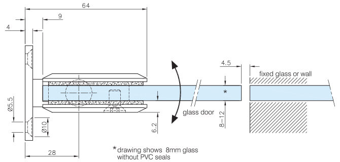 Glass Swing Door Hinge - Glass Mount