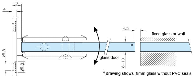 Glass Door Hinge - Glass Position