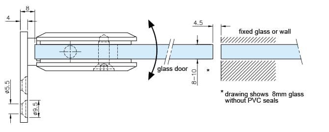 Glass Door Hinge - Glass Mount