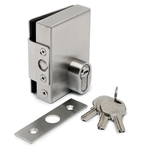 Glass Door Lock - Clamp Fitting - Stainless Steel