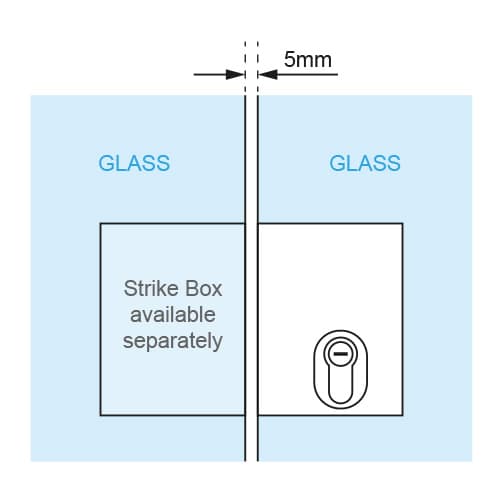 Glass Door Lock - Clamp Fitting - Strike Box
