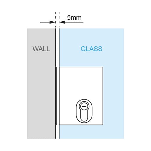 Glass Door Lock - Clamp Fitting - Strike Plate