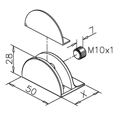 Glass Shelf Support - Curved- Dimensions
