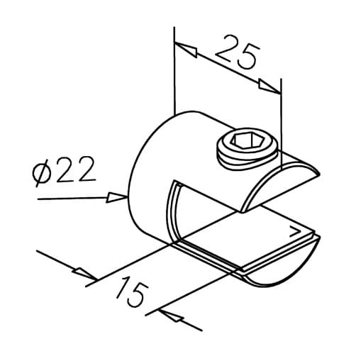 Glass Shelf Support - Round Clamp - Dimensions