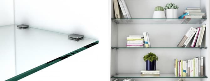 Glass Shelf Support - Square Design