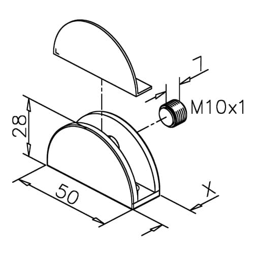 Glass Support - Curved - Dimensions